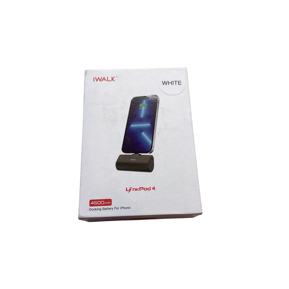 iWALK LinkPodโ 4 Portable Charger 4500mAh Docking Battery for iPhone White New